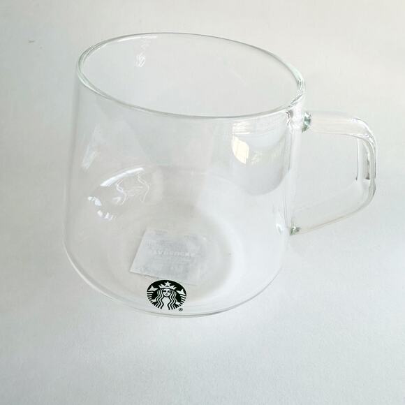 Starbucks Clear Glass Mug 16 oz Modern Minimalist New w/ Sticker Siren Logo - Picture 1 of 5